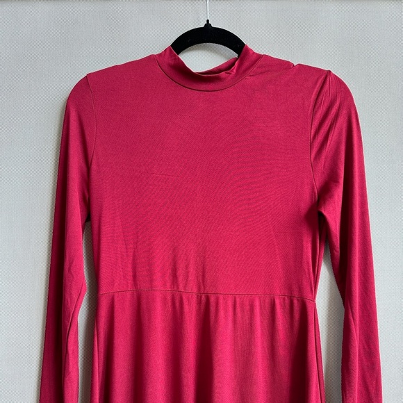 Jewel-Tone Burgundy Mock Neck Formal Maxi Dress | Long Sleeve | Size S - Picture 3 of 5